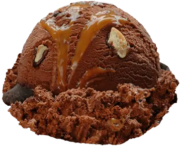 Ashby’s Bear Claw ice cream with rich caramel swirls, chocolate-coated cashews, and creamy vanilla base.